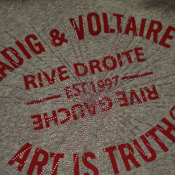 Zadig & Voltaire Gray Sweater with Red Text - Picture 2 of 4